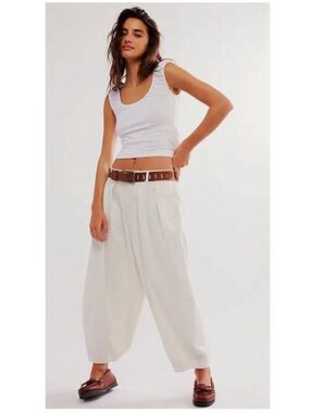 Free People We The Free Ridley Pull On Trouser Pant Ivory Women Size M Tall New